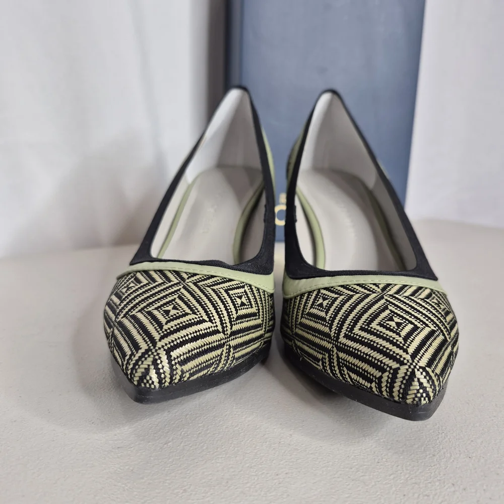 Lori Goldstein Collection LI-Yarden Raffia Block Heel Pumps - Size 7.5